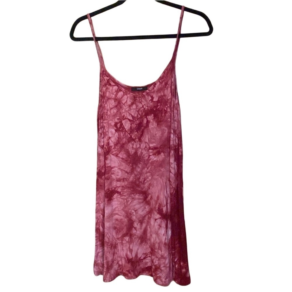 Laksmi Dress Sleeveless Tank Top swim cover red hot pink tie dye Size M